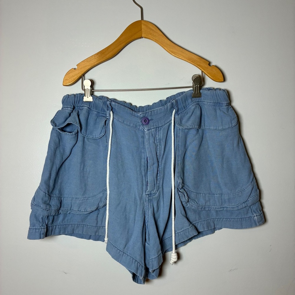 Free People Cargo Shorts XL Linen Blend Utility Boho Gorp Coastal Festival Beach